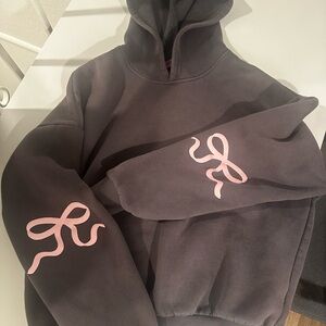 Edikted Dark Gray Hoodie with Pink Label